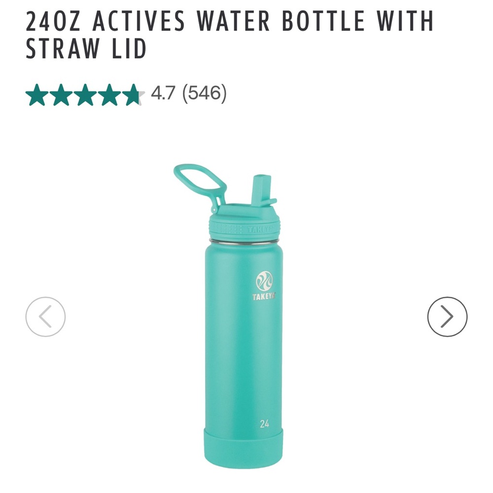 Takeya Teal Water Bottle with Straw Lid Stainless Steel